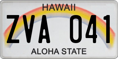 HI license plate ZVA041