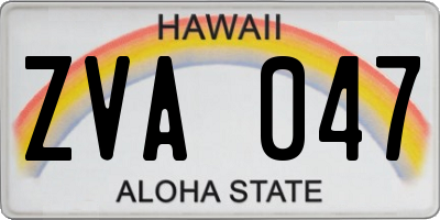 HI license plate ZVA047