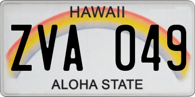 HI license plate ZVA049