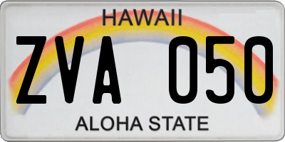HI license plate ZVA050