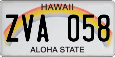 HI license plate ZVA058