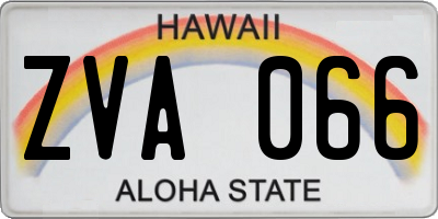 HI license plate ZVA066