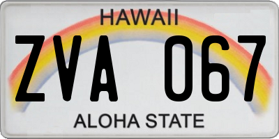 HI license plate ZVA067