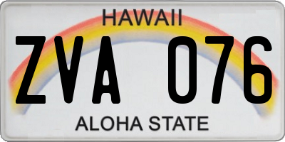 HI license plate ZVA076