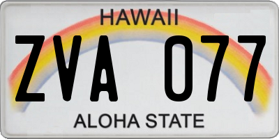 HI license plate ZVA077