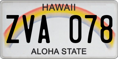 HI license plate ZVA078