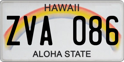 HI license plate ZVA086