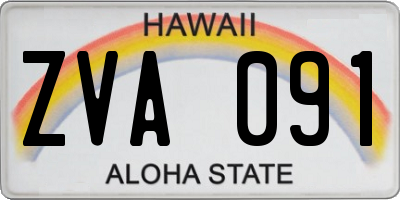 HI license plate ZVA091