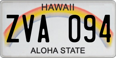HI license plate ZVA094