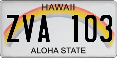 HI license plate ZVA103
