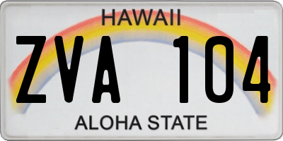 HI license plate ZVA104