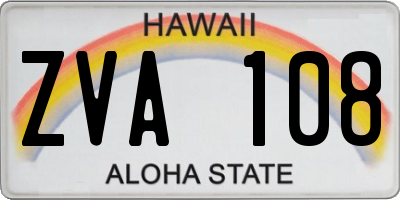 HI license plate ZVA108