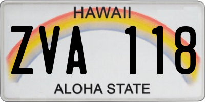 HI license plate ZVA118