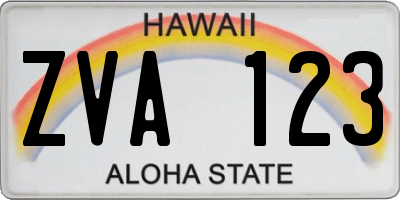 HI license plate ZVA123