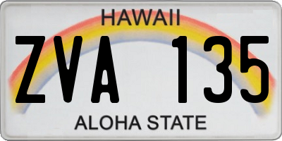 HI license plate ZVA135