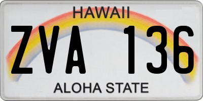 HI license plate ZVA136