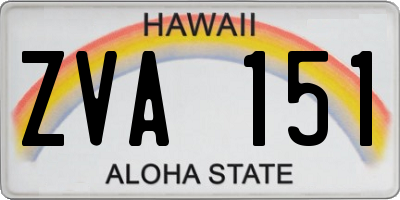 HI license plate ZVA151