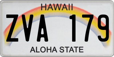HI license plate ZVA179