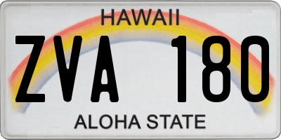 HI license plate ZVA180