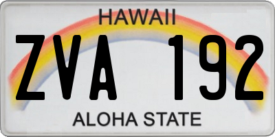 HI license plate ZVA192