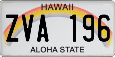 HI license plate ZVA196