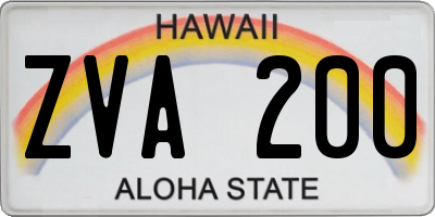 HI license plate ZVA200