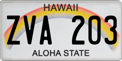 HI license plate ZVA203