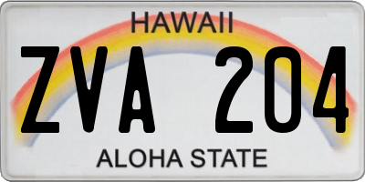 HI license plate ZVA204
