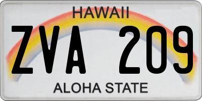 HI license plate ZVA209