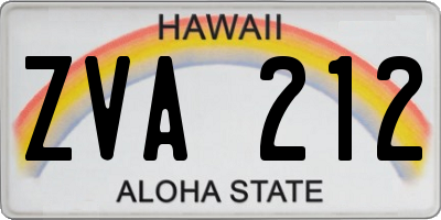 HI license plate ZVA212