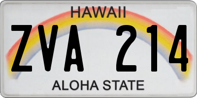 HI license plate ZVA214