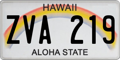 HI license plate ZVA219