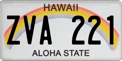 HI license plate ZVA221