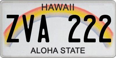 HI license plate ZVA222