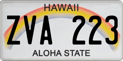 HI license plate ZVA223