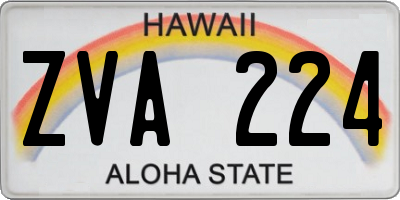 HI license plate ZVA224