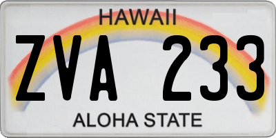 HI license plate ZVA233