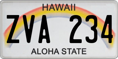HI license plate ZVA234