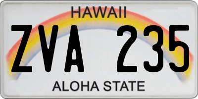 HI license plate ZVA235