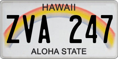 HI license plate ZVA247