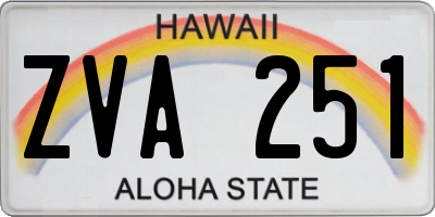 HI license plate ZVA251
