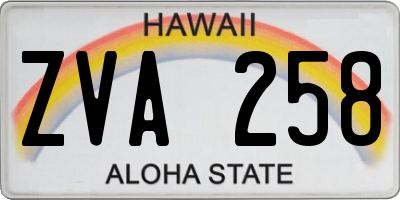 HI license plate ZVA258