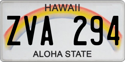 HI license plate ZVA294