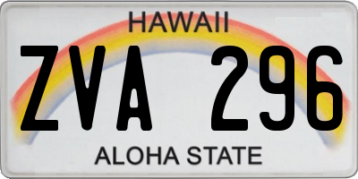 HI license plate ZVA296