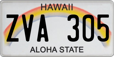 HI license plate ZVA305