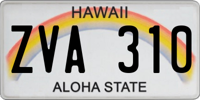 HI license plate ZVA310