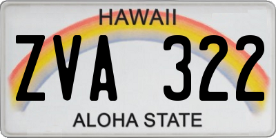 HI license plate ZVA322