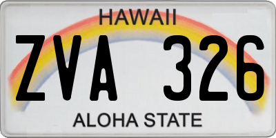 HI license plate ZVA326