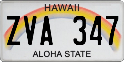 HI license plate ZVA347