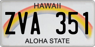 HI license plate ZVA351